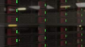 Detailed close-up of blinking data server rack in modern server room. Perfect seamless loop animation for technology, cloud computing, cybersecurity, and IT infrastructure projects. - Powered by Shutterstock - Get 15% off with code: PIKWIZARD15
