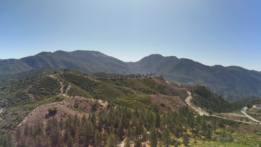Sloping Mountainscape Of Sequoia National Park In California, United States. Aerial Drone Shot