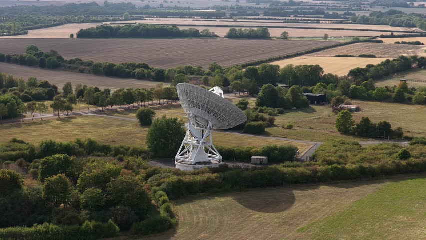 One-Mile Telescope at the Mullard Radio Astronomy Observatory In Harlton, Cambridge, UK. - aerial shot