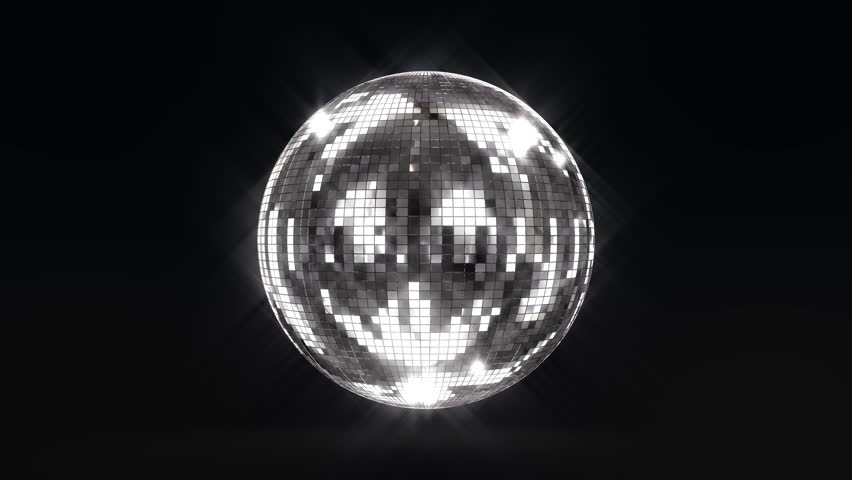 holding shiny Mirror ball dark. Reflected Rays Rotating. disco ball in light. Isolated on black background. ball spinning indoors. confetti Performance. reflection of lights disco party Disco Ball