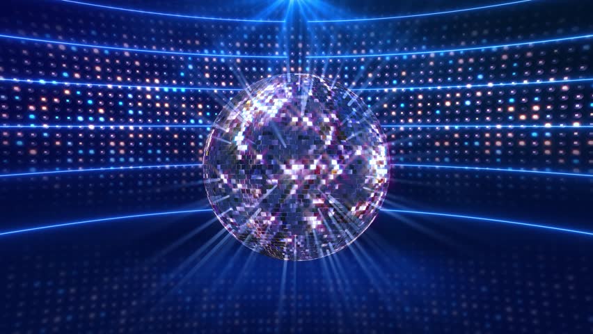 Glowing disco ball with rays of light 3D 4K Animation of rotation and glow of a drawn disco ball. perfect for party disco event visuals and festive decoration sparkling effect lighting