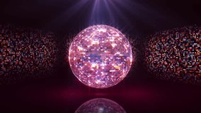 Futuristic dance floor disco balls reflecting pink lights. mirrored panels, dynamic reflective environment spinning mirror disco ball, light reflection on walls ceiling. Party celebration concept 3D - Powered by Shutterstock - Get 15% off with code: PIKWIZARD15