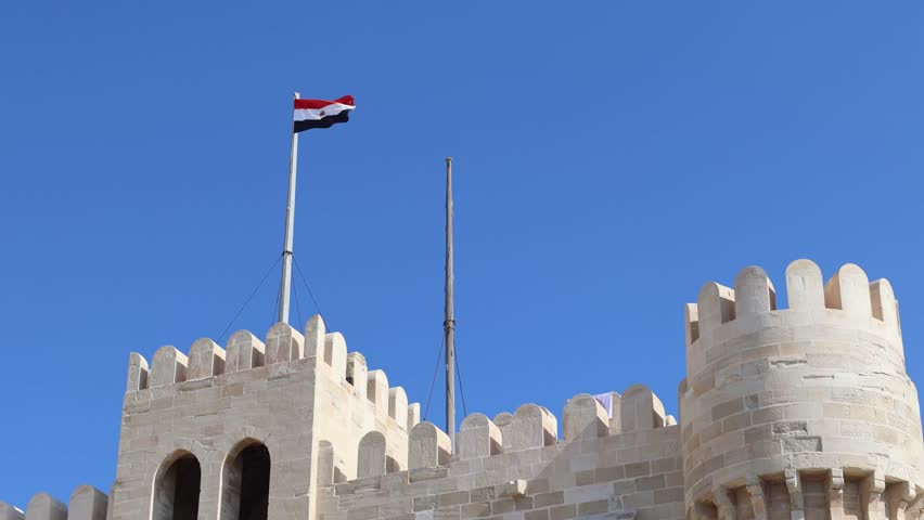 Panoramic view of Alexandria from Qaitbay fort Citadel, Alexandria, Egypt, shot handheld. High quality 4k footage