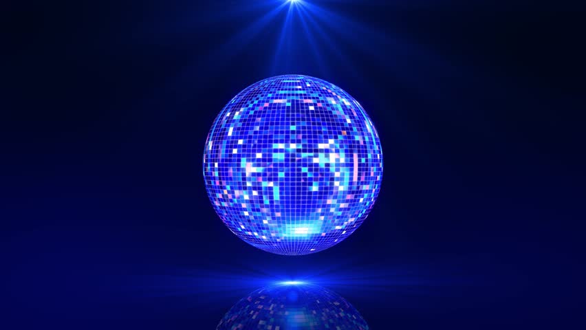 Beautiful Disco Ball Spinning flares. spotlight 3D 4K Mirrorball. Neon Disco ball VJ animation for music broadcast disco party rhythm celebration performance mood. dance event party background