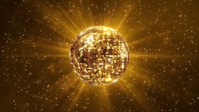 Golden disco ball reflecting sparkling lights vibrant party bokeh 3D effect spinning reflecting blue rays of light music videos, LED screens , glamour fashion events, jazz, pops, funky disco party. - Powered by Shutterstock - Get 15% off with code: PIKWIZARD15