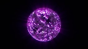 Bright pink disco ball spins reflects lights dance event. 3D 4K Disco Mirror Ball spinning reflecting real club lights lasers. perfect for party disco event visuals and festive decoration - Powered by Shutterstock - Get 15% off with code: PIKWIZARD15