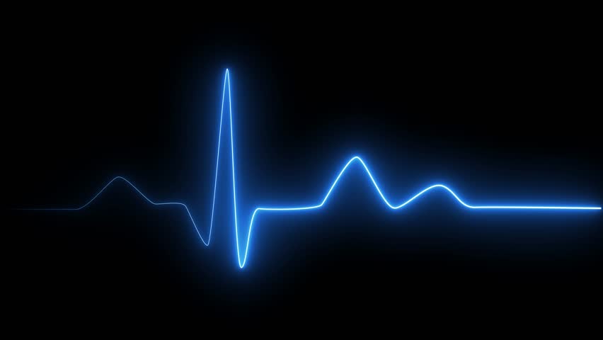 Glowing neon heartbeat pulse line animation. Neon heartbeat monitor ekg line animation. Medical laboratory concept	