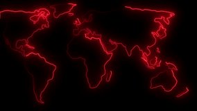 futuristic glowing neon world map on dark background,digital technology world map animation. glowing connections in global blue world map loop with visual effects. neon globe world map. - Powered by Shutterstock - Get 15% off with code: PIKWIZARD15