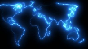 futuristic glowing neon world map on dark background,digital technology world map animation. glowing connections in global blue world map loop with visual effects. neon globe world map. - Powered by Shutterstock - Get 15% off with code: PIKWIZARD15