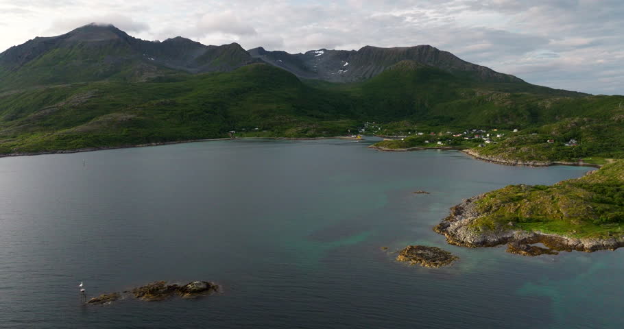Sunset Aerial Scenery, Picturesque Norwegian Coasts, Beautiful Places
