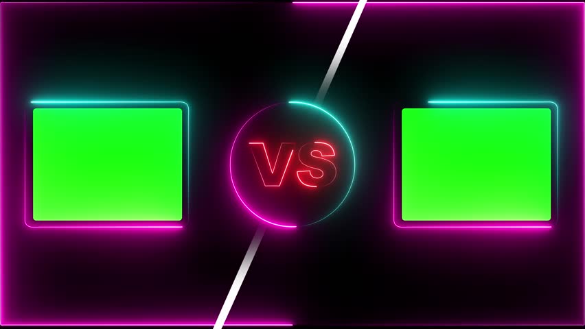 VS versus bars neon animated versus vs bars neon blue and red multiplayer co op team. Vs text Animation, versus match Animation suitable for battle ,one side against another side