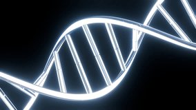 Abstract 3d animation rotation DNA double helix remix from neon chrome or glass material isolated on black background. Loopable futuristic motion element for science, medical or biotechnology. - Powered by Shutterstock - Get 15% off with code: PIKWIZARD15