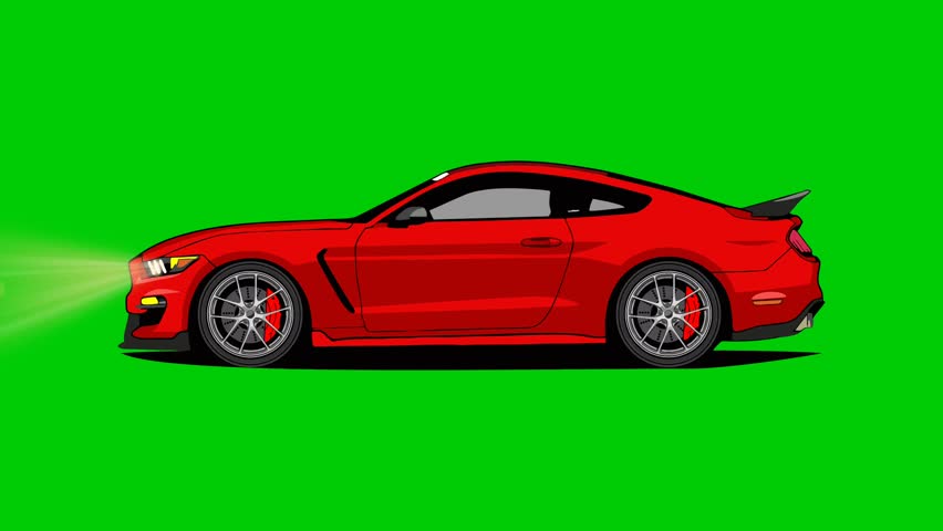Animation red Sport Car Driving Greenscreen, graphics Motion video footage