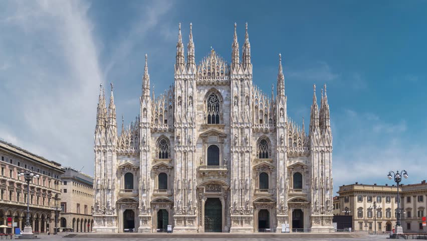 Milan Italy time lapse city skyline at Milano Duomo Cathedral