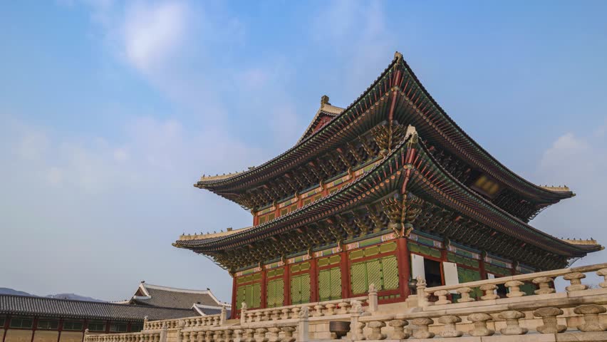 Seoul South Korea time lapse at Gyeongbokgung Palace