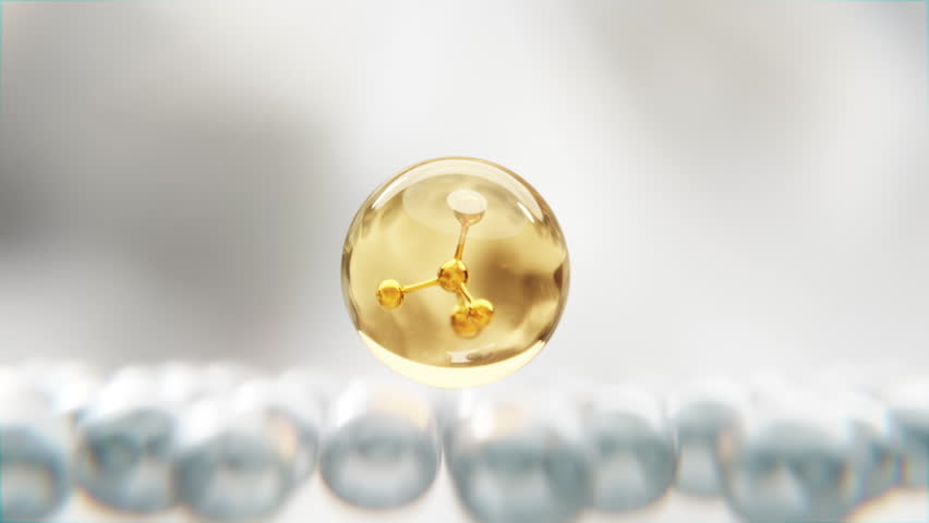3D animation of luminous skin cells absorbing serum essence, revealing deep hydration, smooth texture and premium cosmetic care concept in soft elegant tones.