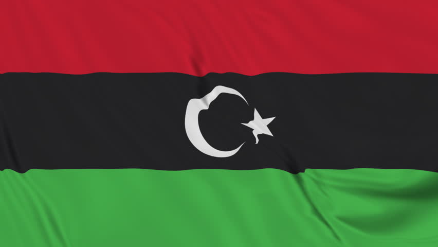 flag of Libiya waving animation video. The flag of Libya realistic waving in the wind