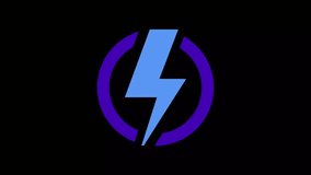 Purple lightning bolt inside a blue circle on a black background electricity energy - Powered by Shutterstock - Get 15% off with code: PIKWIZARD15