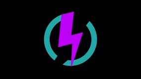 Purple Lightning Bolt Inside Teal Circle On Black Background abstract bold - Powered by Shutterstock - Get 15% off with code: PIKWIZARD15