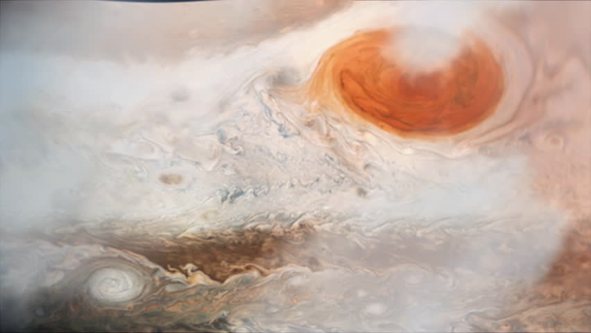 Callisto Passing in Front of Jupiter and the Great Red Spot - Elements of this Video furnished by NASA - 4K