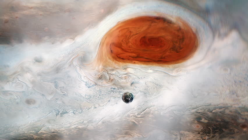 Callisto Passing in Front of Jupiter and the Great Red Spot - Elements of this Video furnished by NASA - 4K