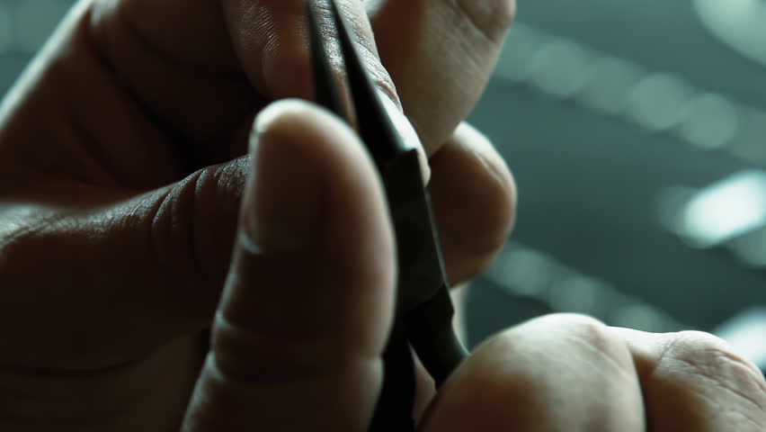 Artisan Bending Handcrafted Wire Using Metal Pliers - Close Up - 4K