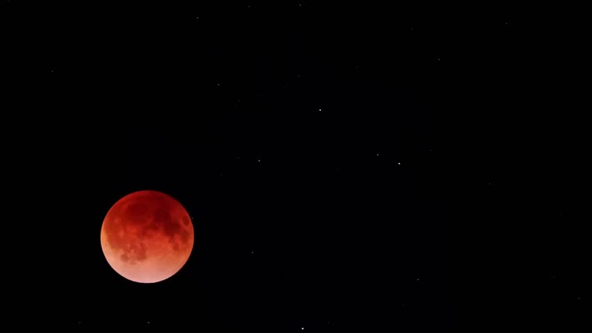 Bloody Red moon, lunar eclipse.