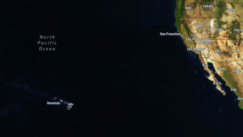 San Francisco to Honolulu 4K animated airplane route map. Perfect for airline, travel, and Hawaii vacation videos