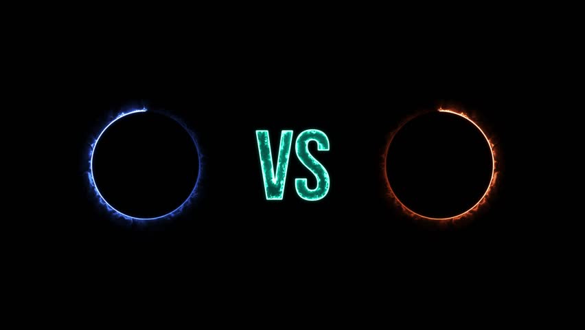circle versus animation .glowing neon icon and 4k neon circle vsVersus Match torch light, suitable for gaming content.