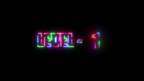 Neon line Level 1 text font animation. Vibrant neon glowing text displaying "LEVEL - 1" in a futuristic font. Multicolor light effect with a black background, ideal for gaming and digital interfaces. - Powered by Shutterstock - Get 15% off with code: PIKWIZARD15