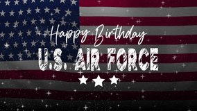 Happy birthday to the us air force celebrated with an american flag background. Perfect for patriotic military themed designs and celebrations. - Powered by Shutterstock - Get 15% off with code: PIKWIZARD15