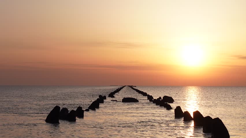 Golden sunrise on the seawall
