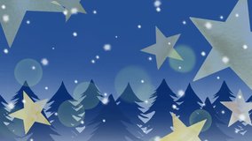 A fantastical Christmas night scene with stars falling over a fir tree forest. A gentle loop animation using watercolor paintings. - Powered by Shutterstock - Get 15% off with code: PIKWIZARD15