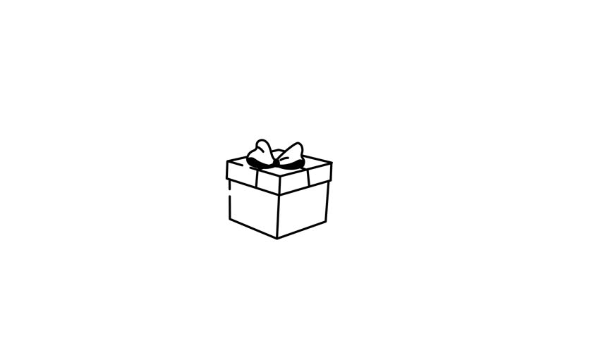 A doodle style animated icon showing gift box