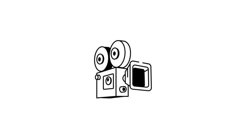 vA sketchy style animated icon depicting movie camera
