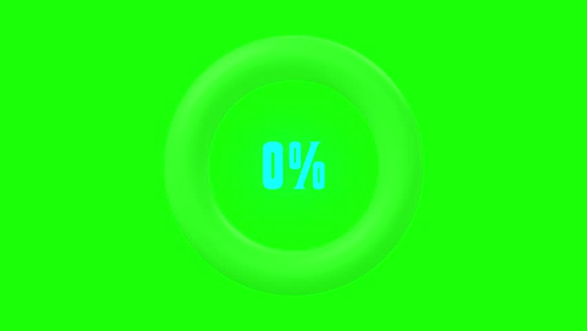 A glowing green digital interface element shaped as a circular button, displaying percent, ideal for dashboards or data visualizations.