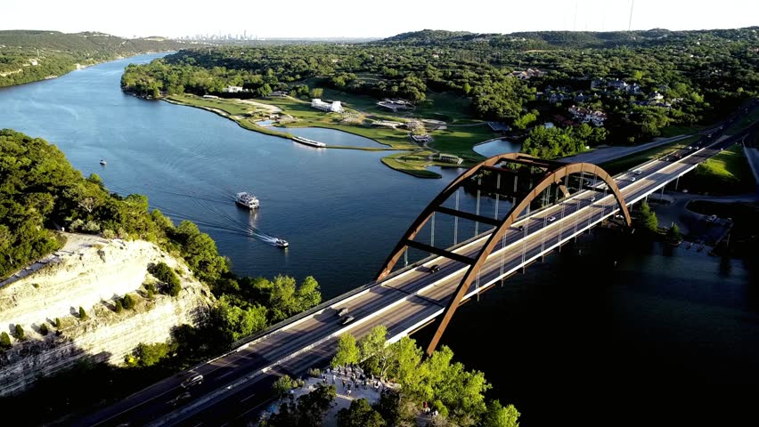 Pennybacker bridge over the colorado river in austin, texas, on a sunny day