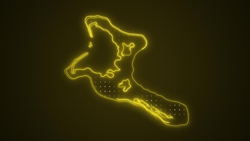 Neon Yellow Kiribati Map Borders Outline Loop Background