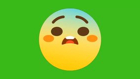 Animated worried face emoji on green screen background. Ideal for social media, messaging, and more - Powered by Shutterstock - Get 15% off with code: PIKWIZARD15