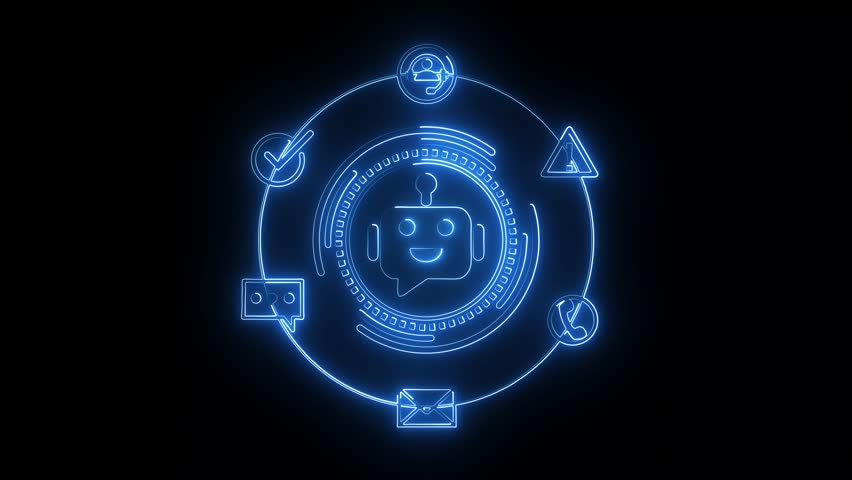 Animated ai chatbot concept glowing neon artificial intelligence robot tech - Powered by Shutterstock - Get 15% off with code: PIKWIZARD15