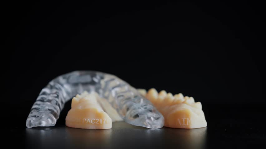Dental care and orthodontics concept. Mouth guard for bruxism. High quality 4k footage