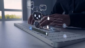 Online support Chatbot conversation. Virtual assistant, artificial intelligence Bot and CRM software automation technology. Bot Chat Service with AI.Customer person using chat service to get support. - Powered by Shutterstock - Get 15% off with code: PIKWIZARD15