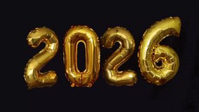 Golden 2026 balloons on black background. Festive decoration for New Year 2026. 2026 Happy New Year celebration. - Powered by Shutterstock - Get 15% off with code: PIKWIZARD15