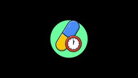 Medicine Tablet with Clock. Medicine Time Concept Animation Video - Transparent - Powered by Shutterstock - Get 15% off with code: PIKWIZARD15