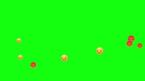 Floating Sad and Angry Emojis on Vibrant Green Background Playful Expression and Emotion with Contrasting Visuals and Dynamic Emoticons - Powered by Shutterstock - Get 15% off with code: PIKWIZARD15