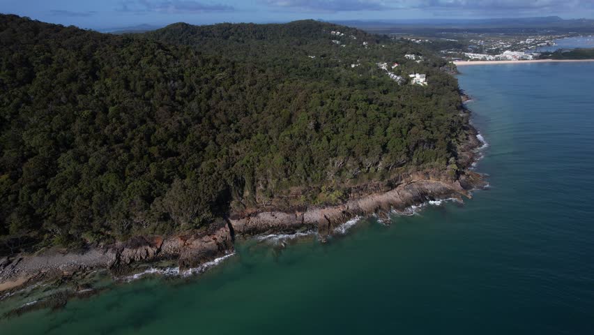 Seascape And Coast, Noosa Heads Main Beach In Queensland, Australia - Drone Shot