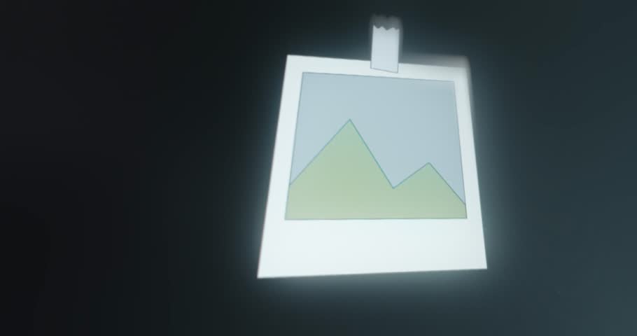 Instant camera photo taped to a surface