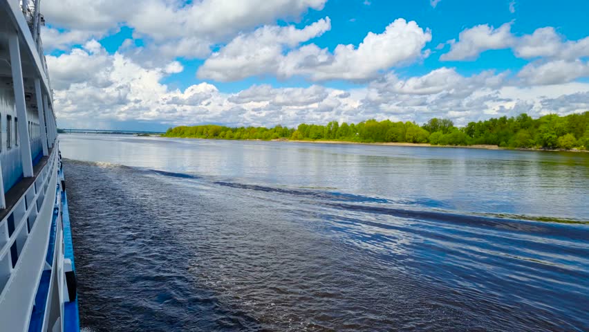 A cruise on a motor ship on the Volga River. Russia. 