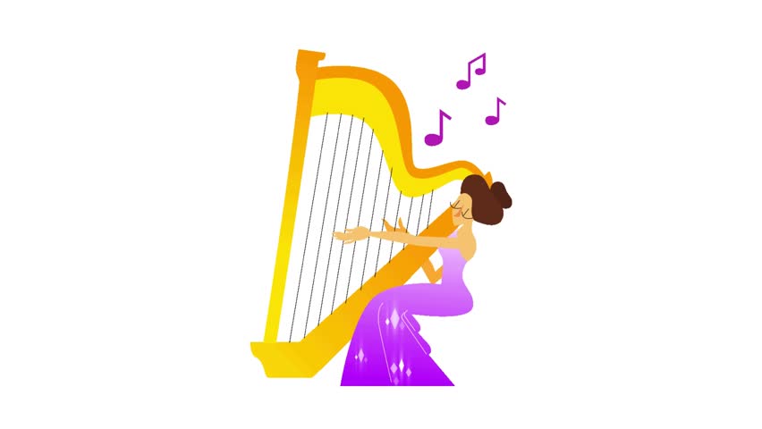 A 2D motion animation of a musician playing an instrument, symbolizing creativity, performance, and artistic expression