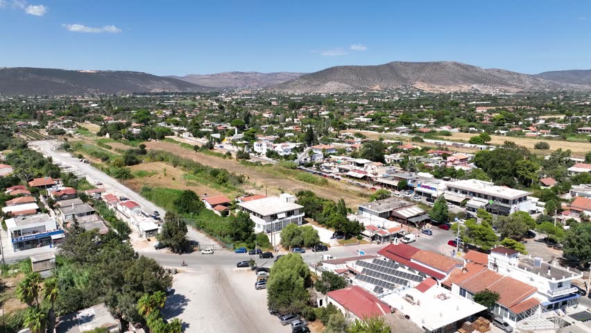 Aerial footage of Marathon near Athens, Greece